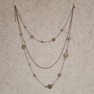 Vtg Express Gold-tone Layered Necklace With Medallions 19 Inch